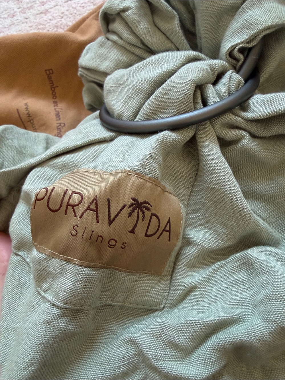 Pura Vida Bamboo & Linen Ring Sling in Army Green